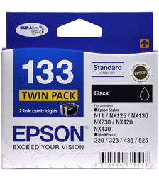 Epson 133 Black Ink Cartridge Twin Pack - C13T133194