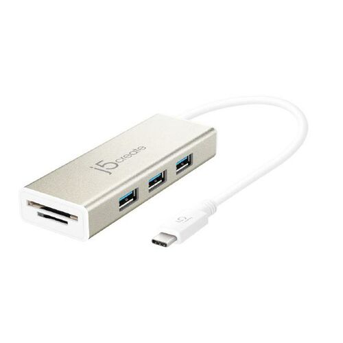 J5create USB-C 3-port USB-A HUB SD & Micro SD Card Reader (JCH347)