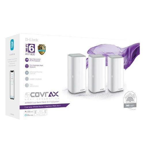 D-Link AX1800 Whole Home Wi-Fi 6 Mesh System (3-Pack) COVR-X1873