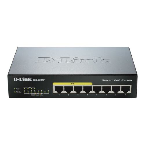 D-LINK 8-Port Gigabit PoE Unmanaged Switch - (DGS-1008P)