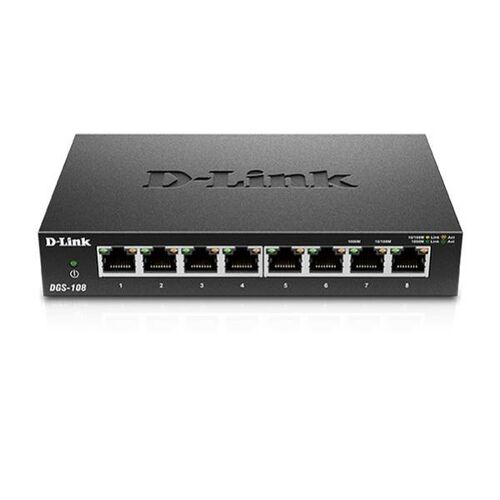 D-LINK 8-Port Gigabit Desktop Switch (Metal Housing) - DGS-108