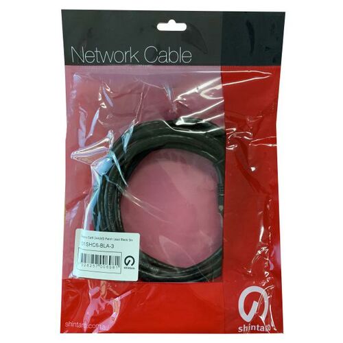 Shintaro Cat6 24 AWG Patch Lead Black 5m - 01SHC6-BLA-5