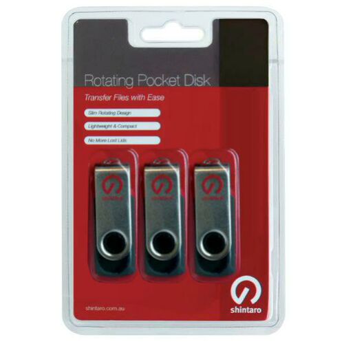 Shintaro 16GB Rotating Pocket Disk 3 Pack USB2.0 - 08SHR16GB-3PK