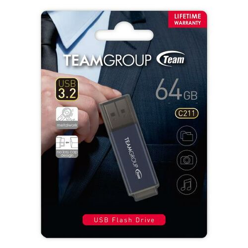 Team C211 USB3.2 Gentleman Grey Flash 64GB - TC211364GL01