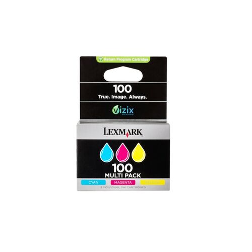 Lexmark #100 TRI PACK INK - CYAN YELLOW MAGENTA - P/N:14N1291