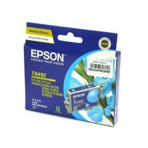 Genuine Epson T0492 Cyan Ink Cartridge - C13T049290