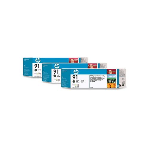 HP 91 Matte Black Ink Cartridges - 3-pack (C9480A)