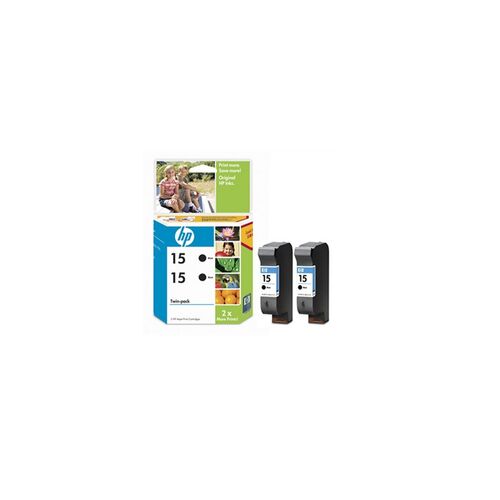 HP 15 Ink Cartridge TWIN PACK BLACK - P/N:CC626AA