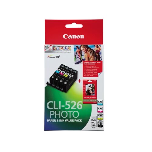 Canon CLI526C M Y BK PP2014X6-50 - P/N:CLI526VP