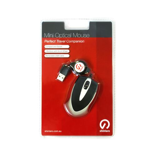 Shintaro Notebook Mini Optical Retractable Cable Mouse - 14SHM02