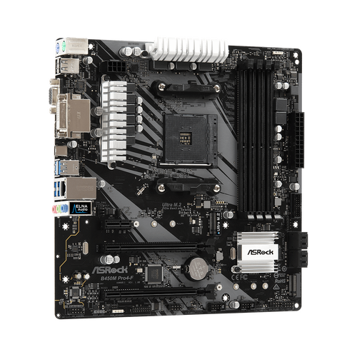 ASRock B450M Pro4-F AMD Socket AM4 Desktop Motherboard