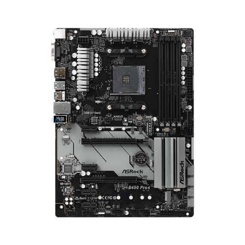 ASRock B450 Pro4 Desktop Motherboard AMD Socket AM4