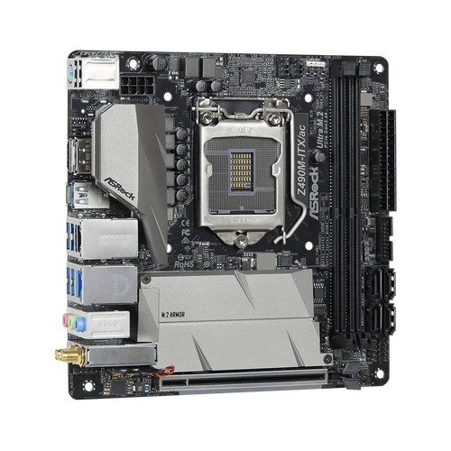 ASRock Z490M-ITX/ac Desktop Motherboard Mini ITX LGA-1200 IntelASRock Z490M-ITX/ac Desktop Motherboard Mini ITX LGA-1200 Intel