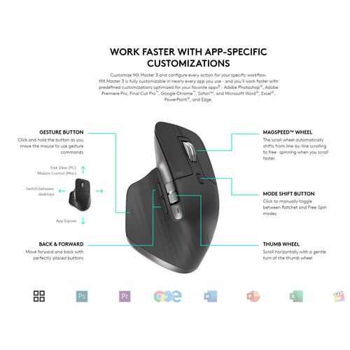 Logitech MX Master 3 Advanced Wireless Mouse - 14LT-MX-MASTER3