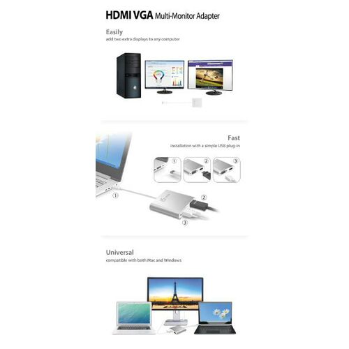 J5Create USB 3.0 to HDMI & VGA Multi-Monitor Adapter (JUA360)